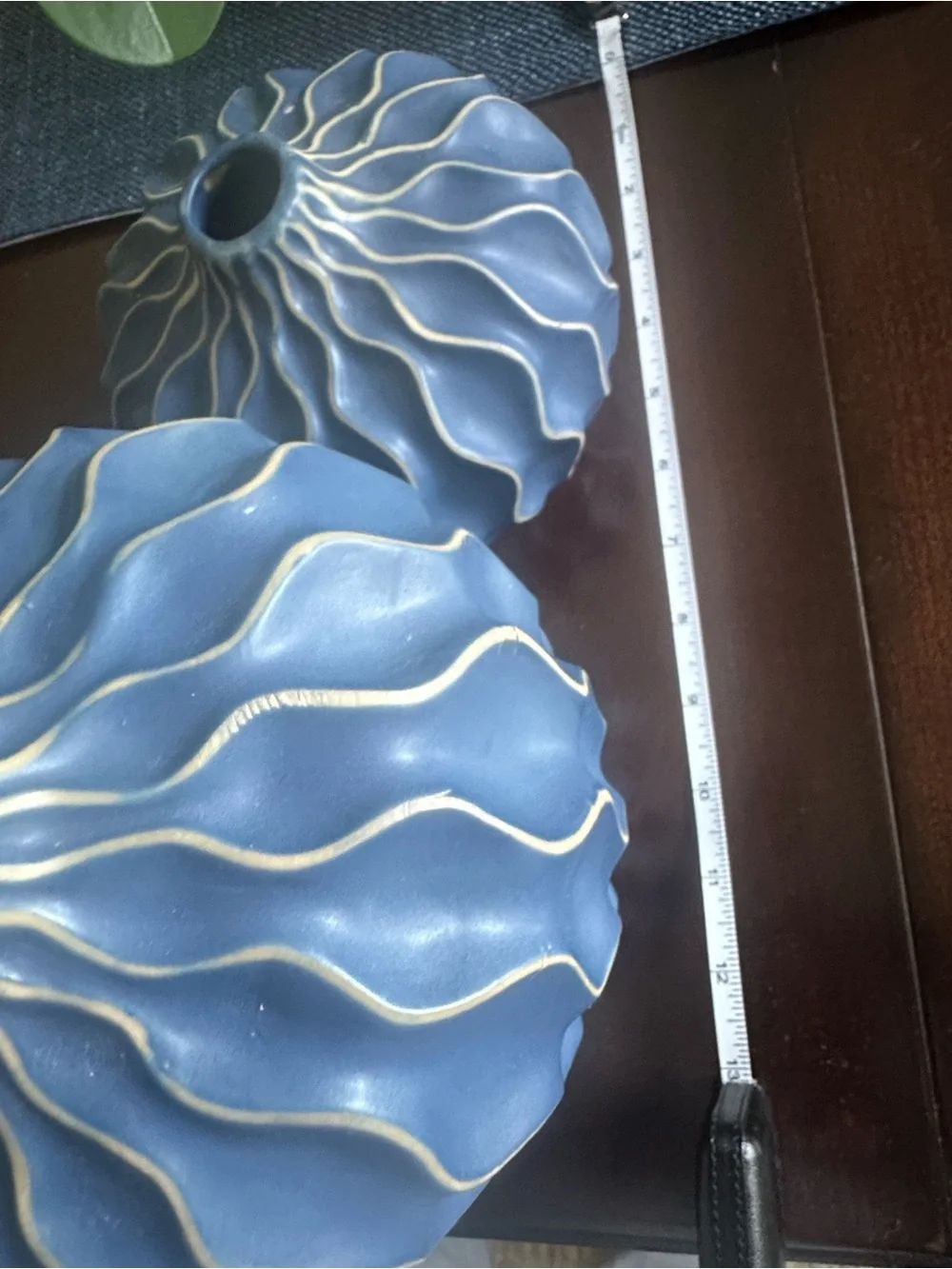 Ceramic Blue Wavy Pattern Decorative Vases